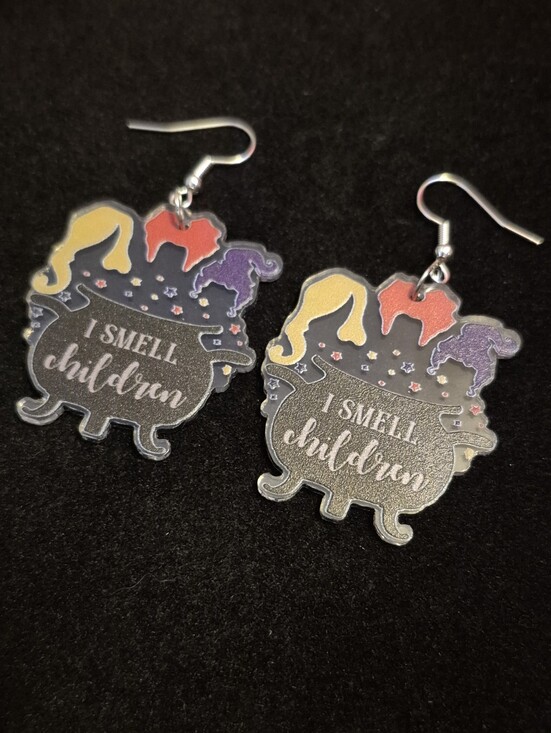 Jewelry - Hokus Pokus I Smell Children Sanderson Sisters Cauldron Handcrafted Earrings